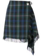 Portspure Checked Asymmetric Skirt - Blue