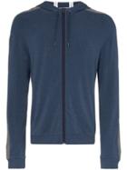 Lot78 Contrast Stripe Zip Up Hooded Jumper - Blue