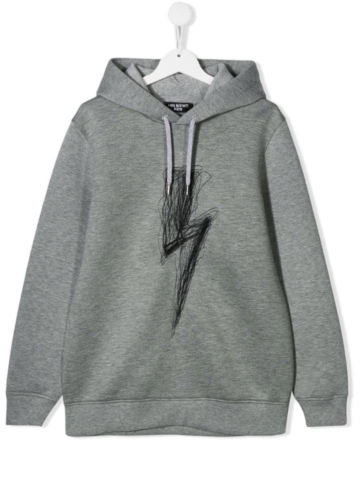 Neil Barrett Kids Embroidered Detail Hoodie - Grey