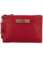 Moschino Logo Strap Clutch, Women's, Red, Leather