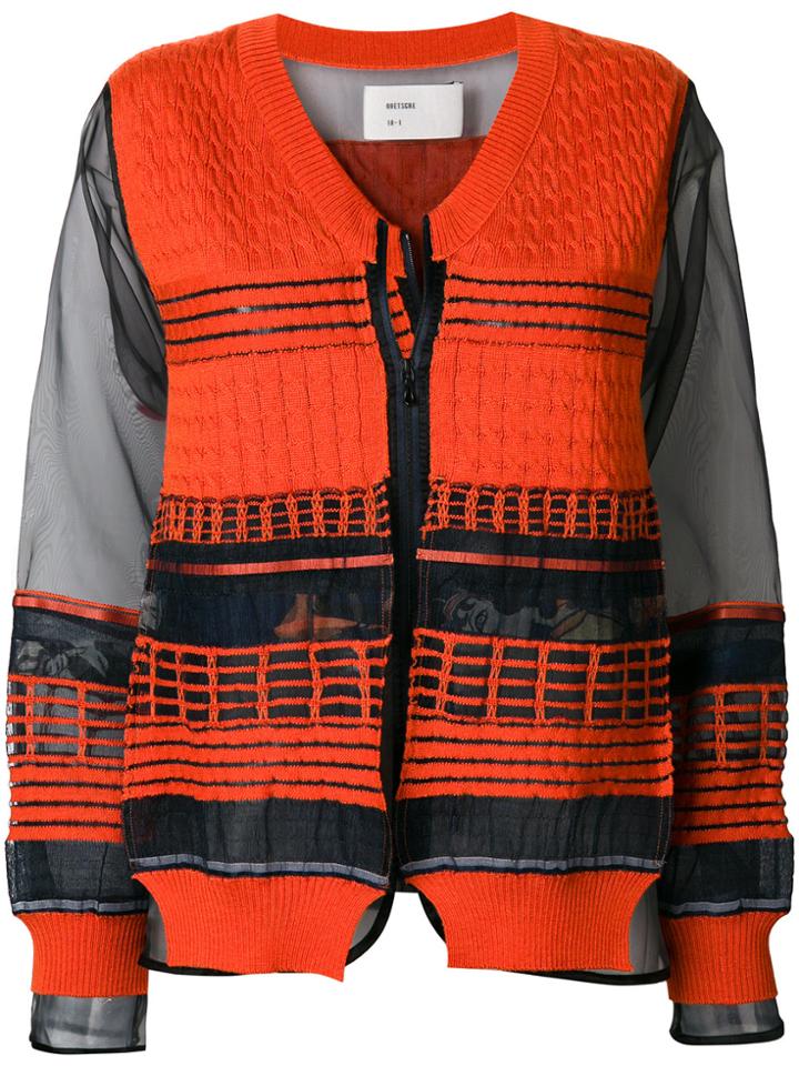 Quetsche Jacquard Panel Cardigan - Yellow & Orange
