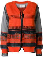Quetsche Jacquard Panel Cardigan - Yellow & Orange