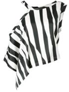 Ann Demeulemeester - Striped Asymmetric Blouse - Women - Silk/spandex/elastane - 40, Black, Silk/spandex/elastane