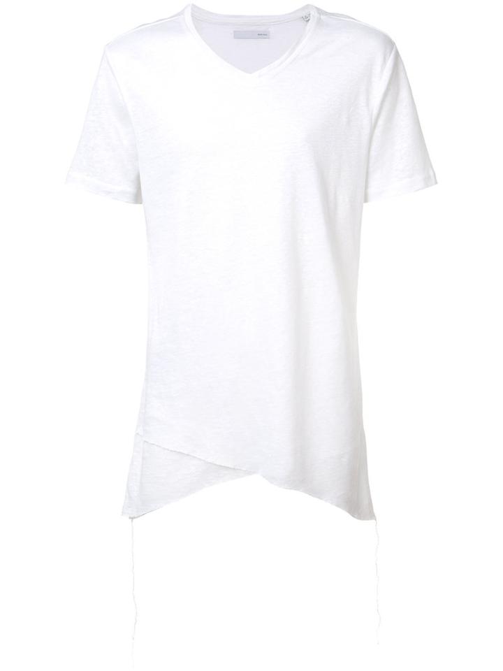 Private Stock Asymmetric Hem T-shirt, Men's, Size: Large, White, Linen/flax