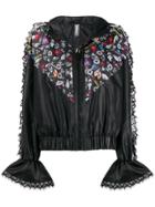 No Ka' Oi Lace Detail Hooded Jacket - Black