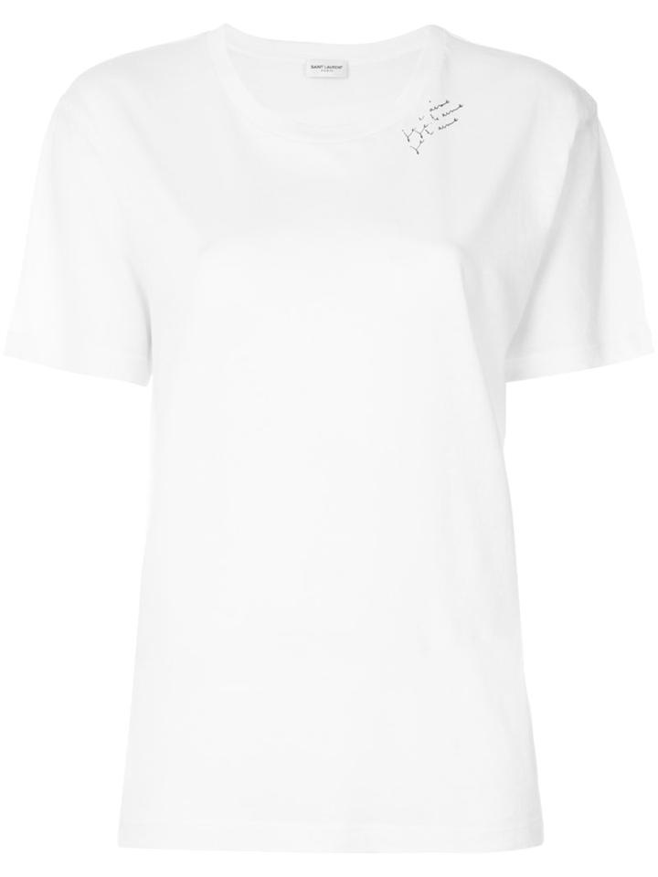 Saint Laurent - Je T'aime Print T-shirt - Women - Cotton - Xs, White, Cotton