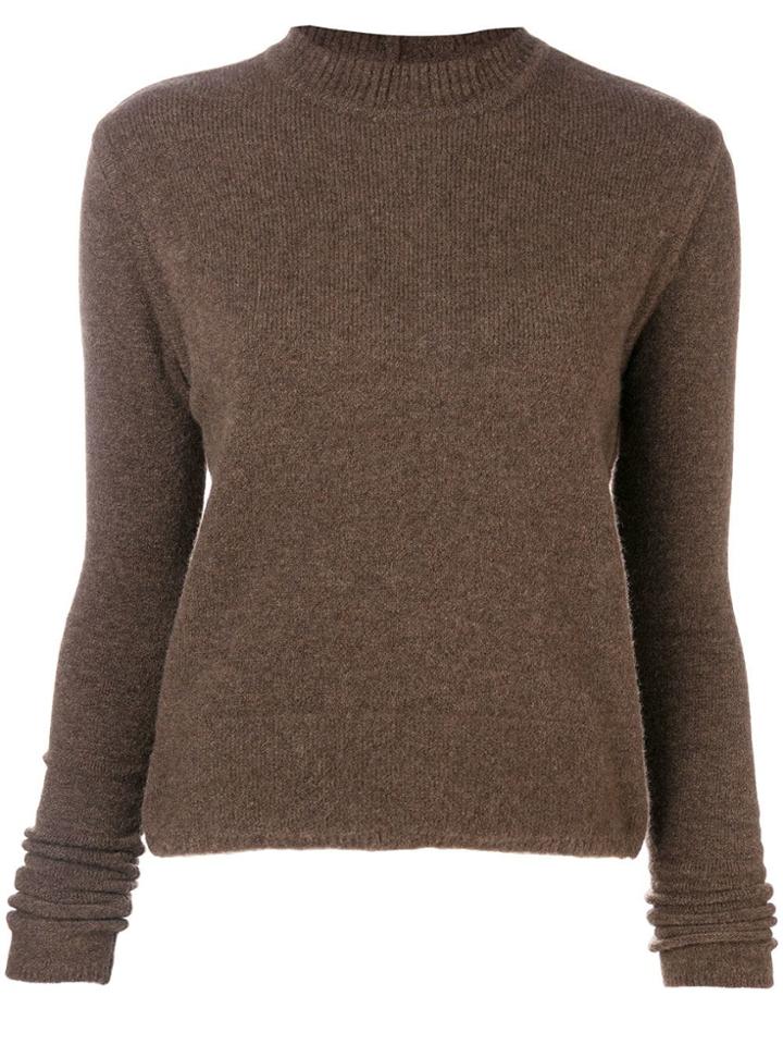 Rick Owens High Collar Jumper - Brown