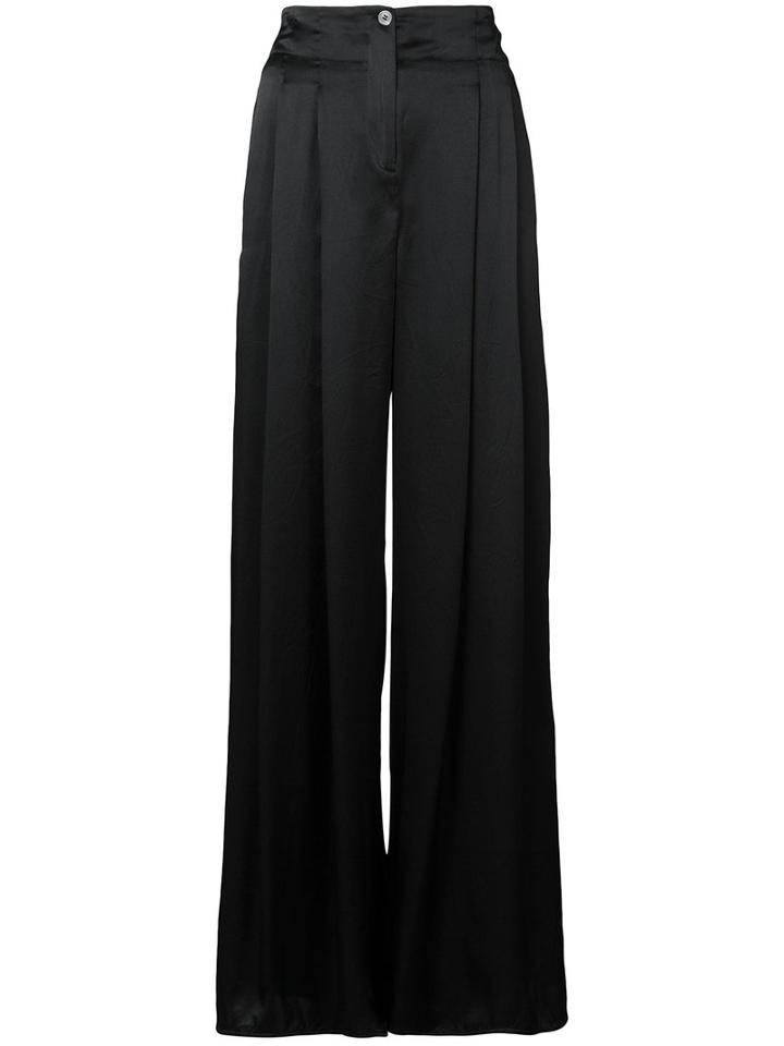 Raquel Allegra - High Waist Palazzo Pants - Women - Silk - 1, Black, Silk