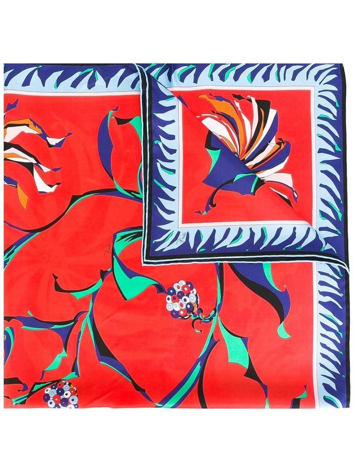 Emilio Pucci Printed Scarf, Women's, Red, Silk