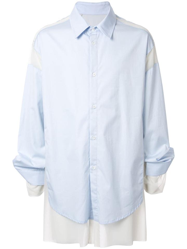 Hed Mayner Layered Poplin Shirt - Blue