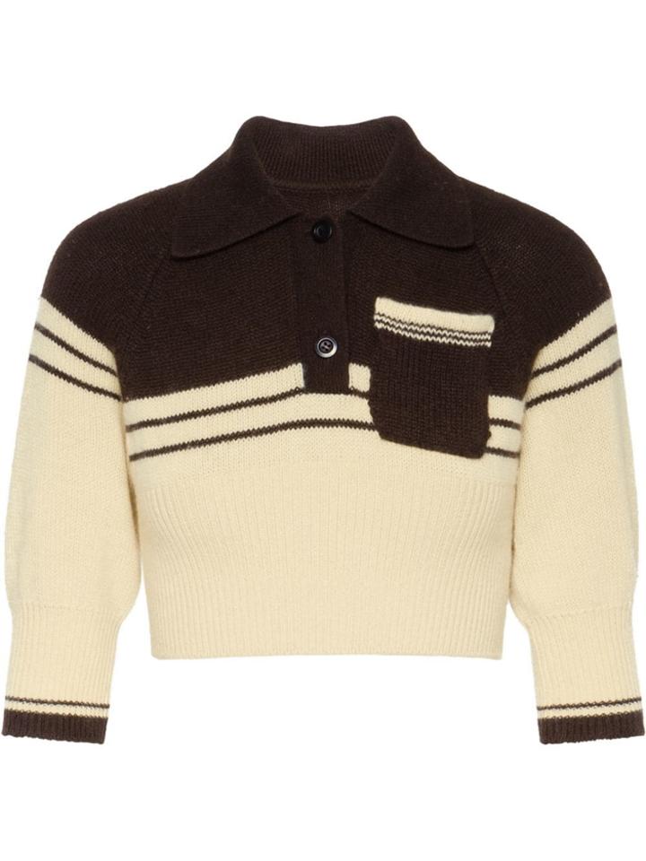 Miu Miu Cropped Cashmere Pullover - Neutrals