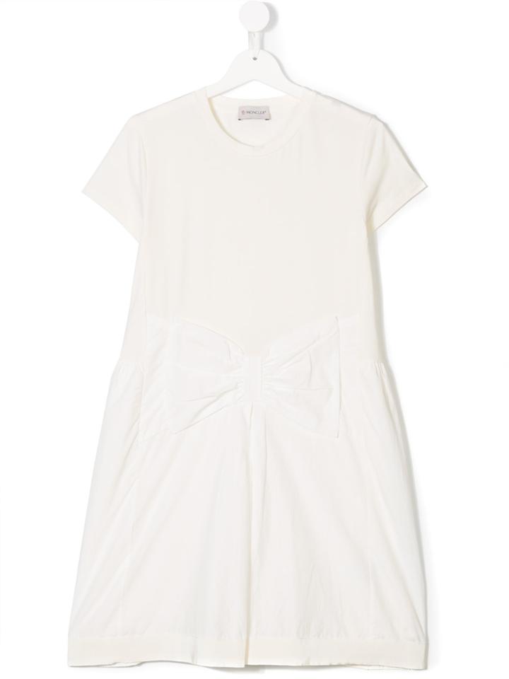 Moncler Kids Teen Bow Front T-shirt Dress - White
