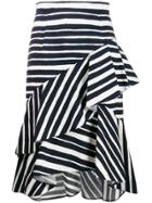 Paule Ka Striped Asymmetric Skirt - Blue