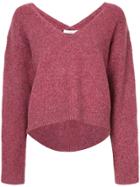 Astraet V-neck Sweater With Longer Back - Pink & Purple