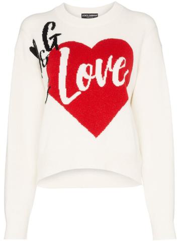Dolce & Gabbana D & G Is Love Cashmere Blend Intarsia Knit Sweater -