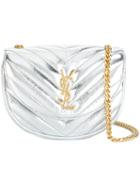Saint Laurent 'bubble Monogram' Shoulder Bag, Women's, Grey, Leather