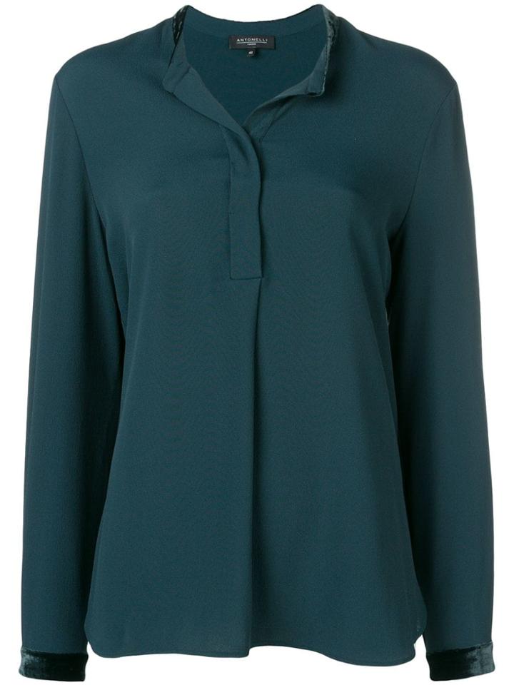 Antonelli Velvet Trim Shirt - Green