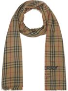 Burberry Embroidered Vintage Check Lightweight Cashmere Scarf - Green
