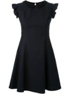 Loveless Frill Trim Flared Dress, Women's, Size: 34, Blue, Cupro/cotton/polyester