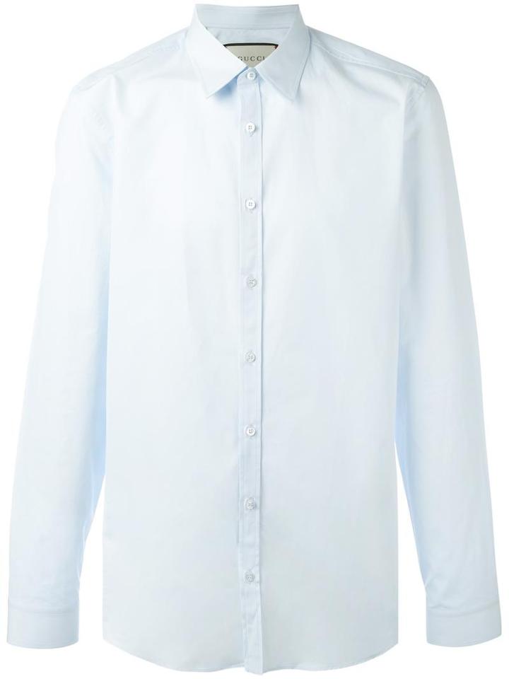 Gucci Poplin Button Down Shirt, Men's, Size: 42, Blue, Cotton