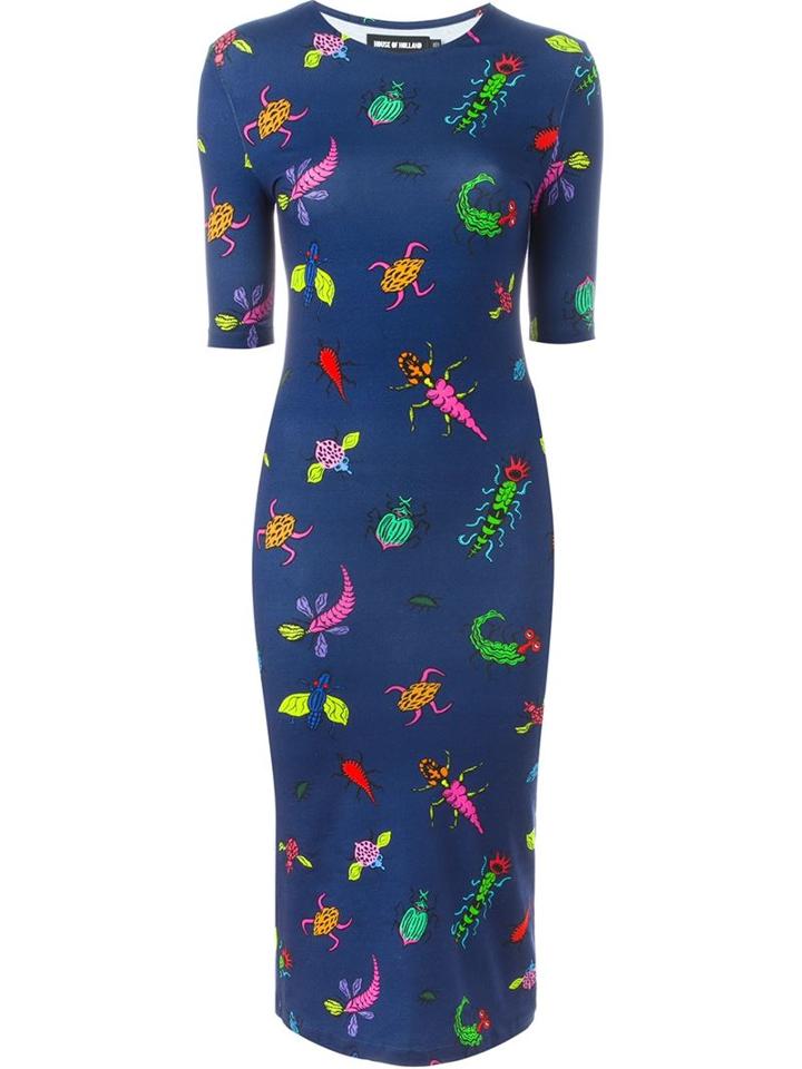 House Of Holland Bug Print Midi Dress