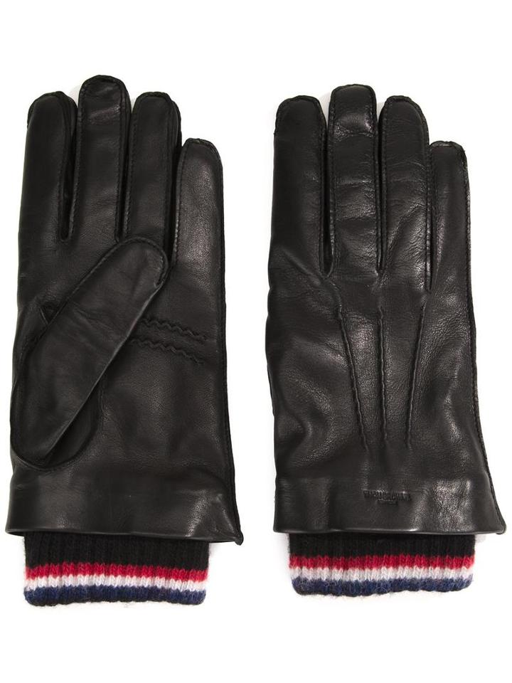 Thom Browne Ribbed Cuff Gloves, Men's, Size: Medium, Black, Calf Hair