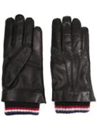 Thom Browne Ribbed Cuff Gloves, Men's, Size: Medium, Black, Calf Hair