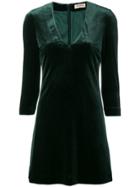 Blanca V-neck Velvet Dress - Green
