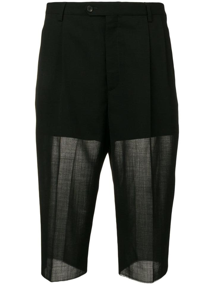 Maison Margiela Contrast Panel Pleated Shorts - Black