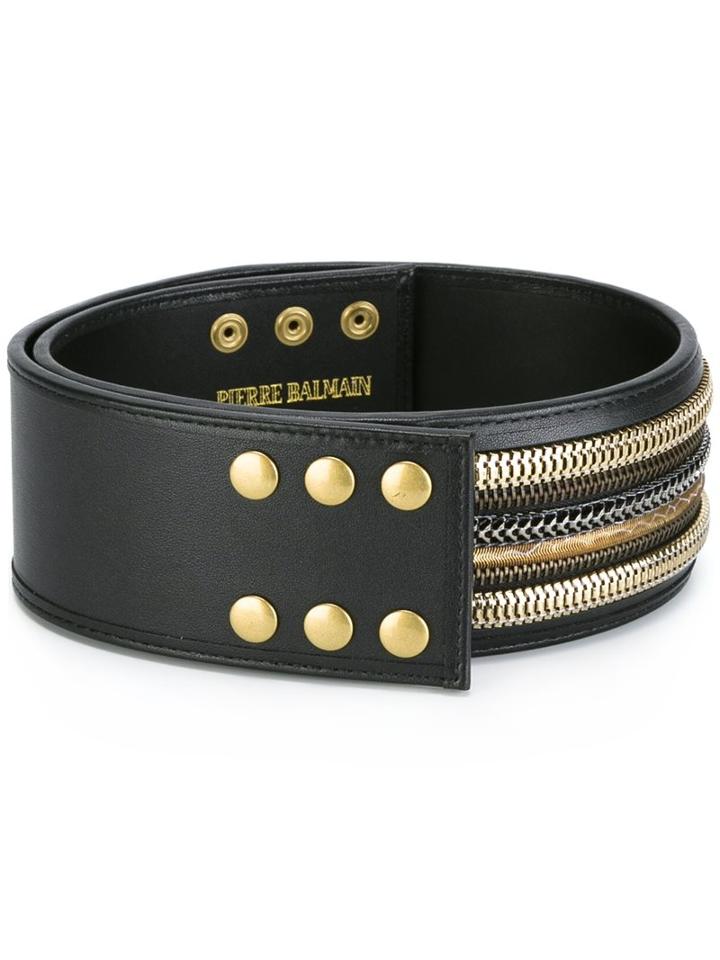 Pierre Balmain Snap Fastening Belt, Women's, Size: 85, Black, Calf Leather/aluminium