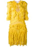 Dsquared2 - Ruffle Trimmed Knitted Dress - Women - Viscose - L, Women's, Yellow/orange, Viscose