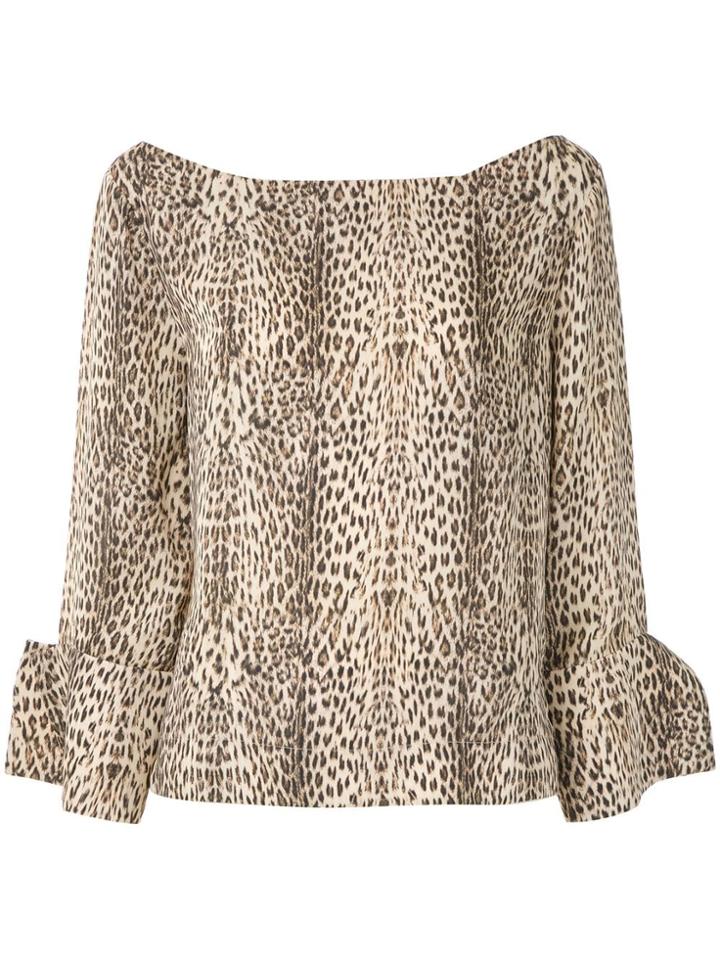 Gloria Coelho Leopard Print Boat Neck Blouse - Multicolour