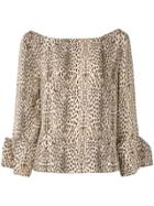 Gloria Coelho Leopard Print Boat Neck Blouse - Multicolour