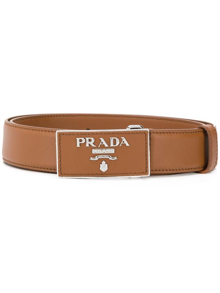Prada Logo Buckle Belt - Brown
