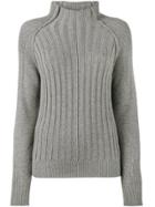Lot78 High Neck Ribbed Sweater - Grey