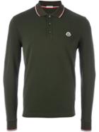 Moncler Long Sleeve Logo Polo Shirt, Men's, Size: Xxl, Green, Cotton