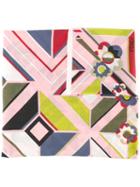 Fendi - Geometric Printed Scarf - Women - Silk/cotton - One Size, Pink, Silk/cotton