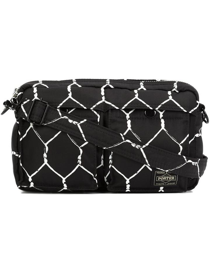 Undercover 'undercover X Porter' Fence Print Shoulder Bag, Men's, Black, Polyester