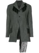 Area Di Barbara Bologna - 'fringe Blazer' - Women - Linen/flax - 42, Grey, Linen/flax
