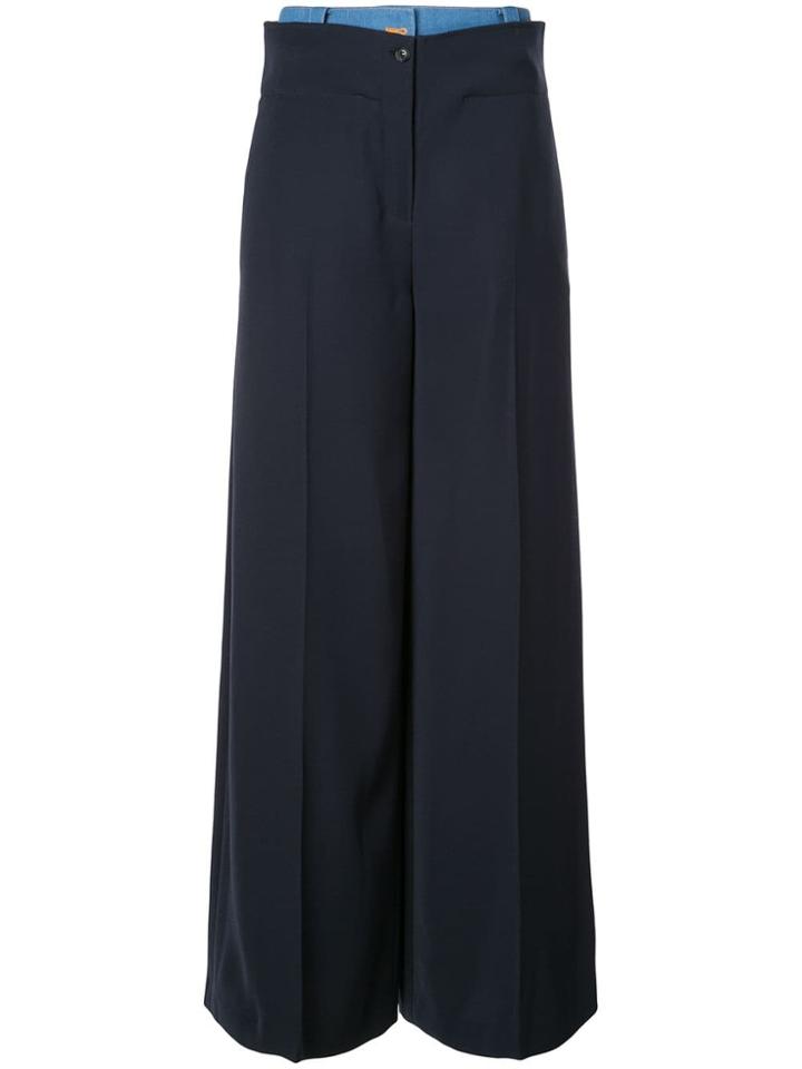 Adeam Wide-leg Flared Trousers - Blue