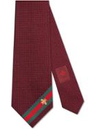 Gucci Silk Tie With Bee Web - Red