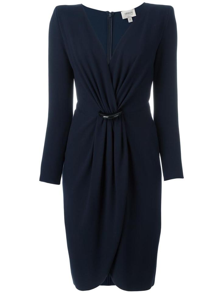 Armani Collezioni Gathered Dress, Women's, Size: 46, Blue, Viscose/polyamide/spandex/elastane