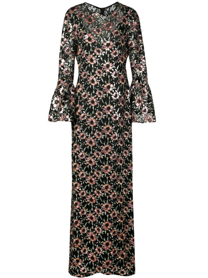 Prabal Gurung Floral Embroidered Long Dress - Black
