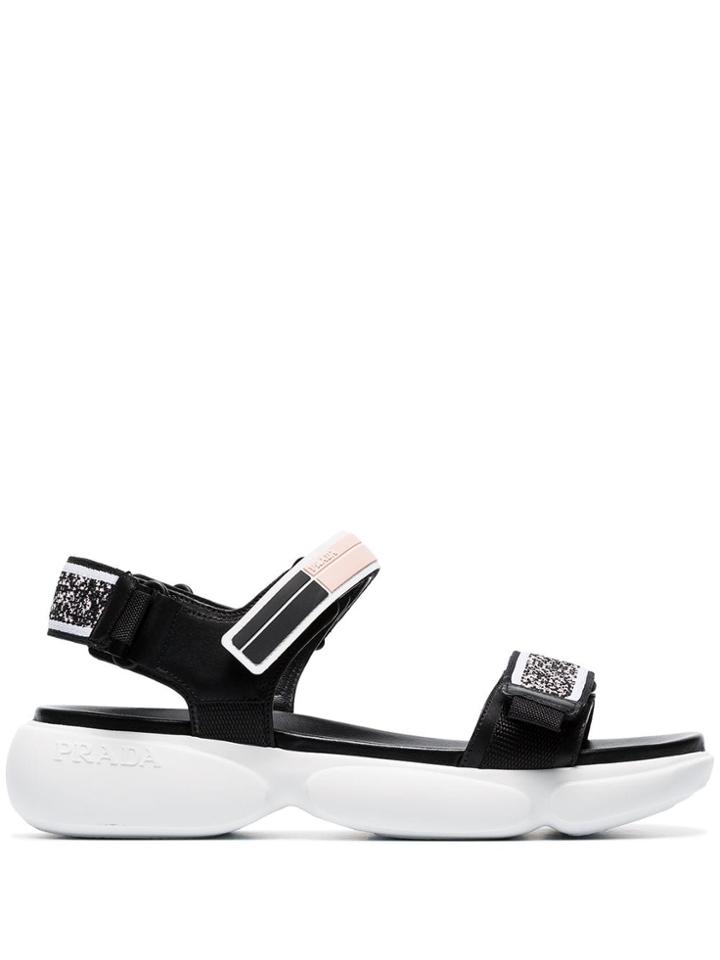 Prada Black Cloudburst 40 Platform Leather Sandals