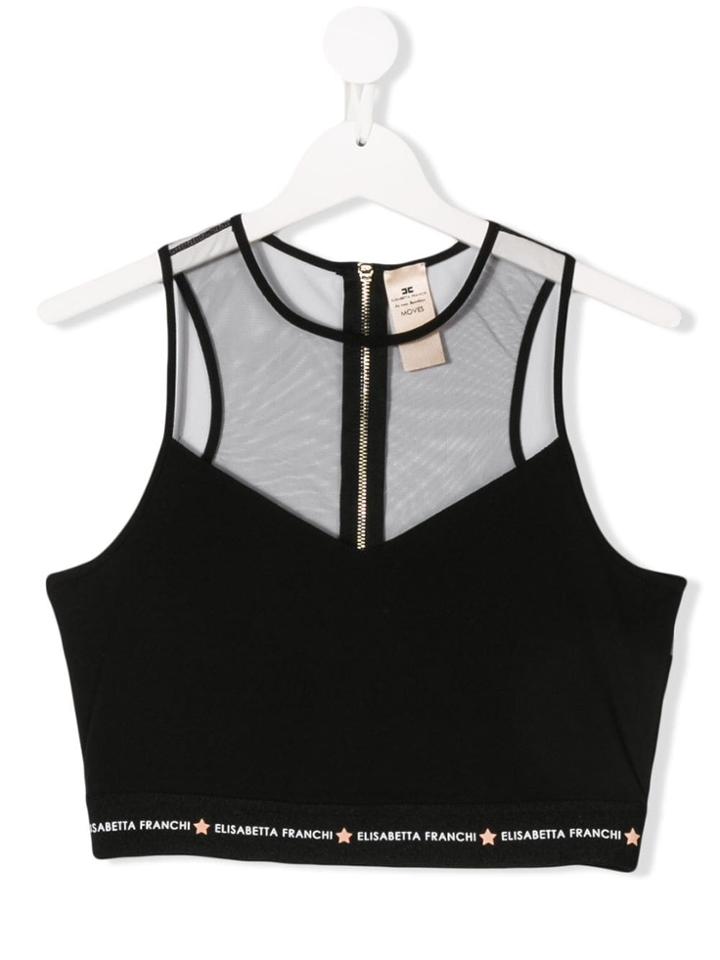 Elisabetta Franchi La Mia Bambina Teen Cropped Tank Top - Black