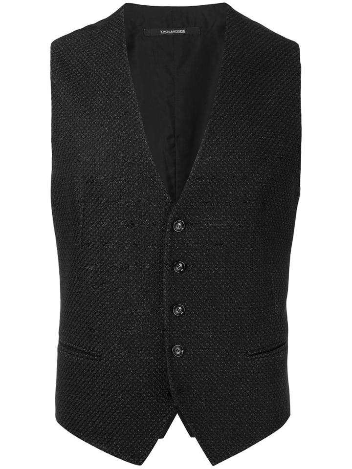 Tagliatore Textured Waistcoat - Black