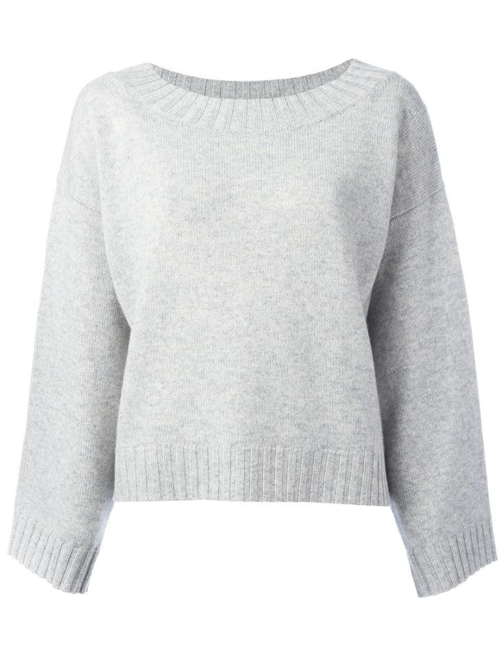 Vince Drop Shoulder Oversized Knit Top, Women's, Size: Small, Grey, Cashmere