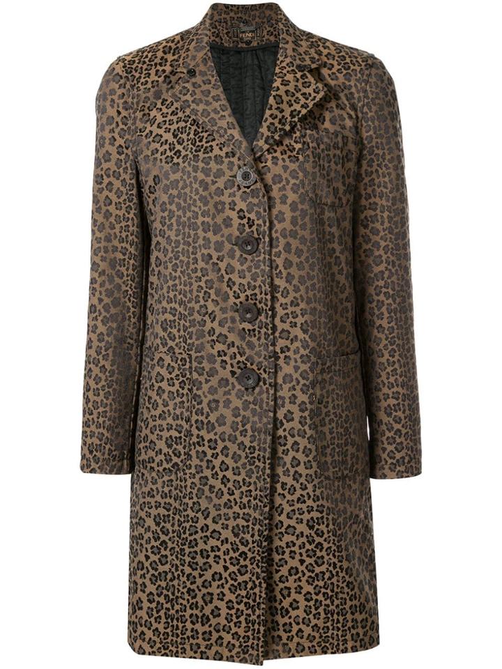 Fendi Vintage Fendi Leopard Long Sleeve Coat - Brown
