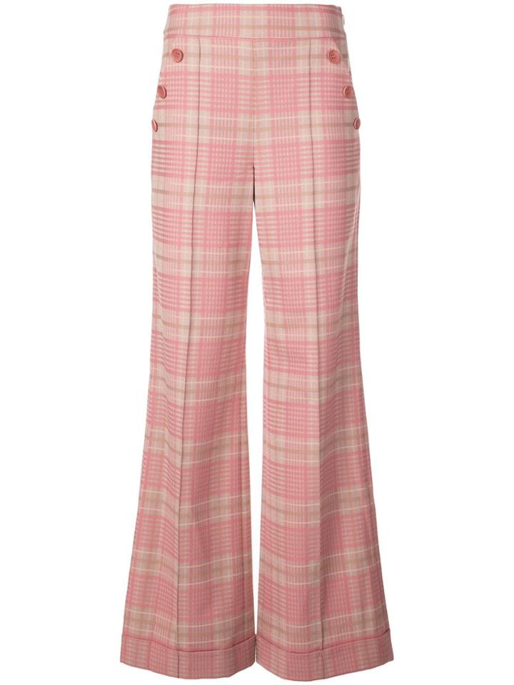 Jonathan Simkhai Flared Plaid Trousers - Pink