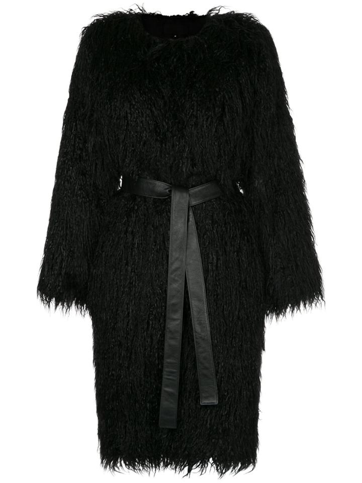 Nili Lotan Faux Fur Shaggy Coat - Black